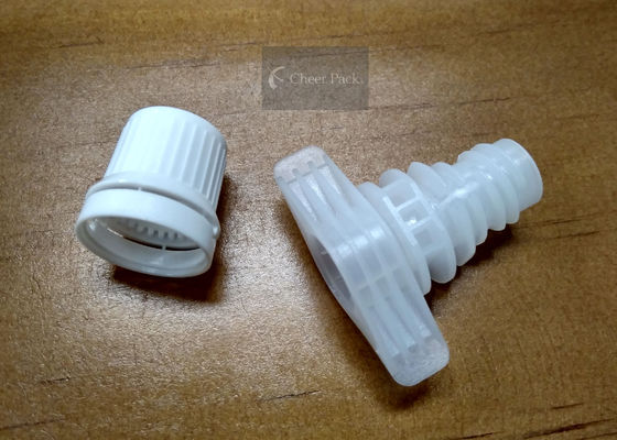 Dual Card Inner Dia 9.6mm Plastic Spout Caps White Color Untuk Shampoo Pouch