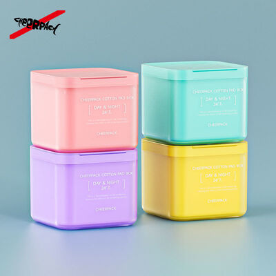kualitas  100 Sheet Skincare Cotton Pad Box 2.0 Bulk Order Plastic Jars with Removable PP Liner Food Grade for Cosmetic Brands/OEM pabrik