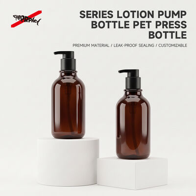 Kualitas  500ml Amber PET Lotion Pump Bottle | Cosmetic Shampoo Packaging Supplier | Thickened base, leak-proof. Custom logo & color for shampoo, body wash, skincare liquid. Bulk wholesale, flexible MOQ. pabrik