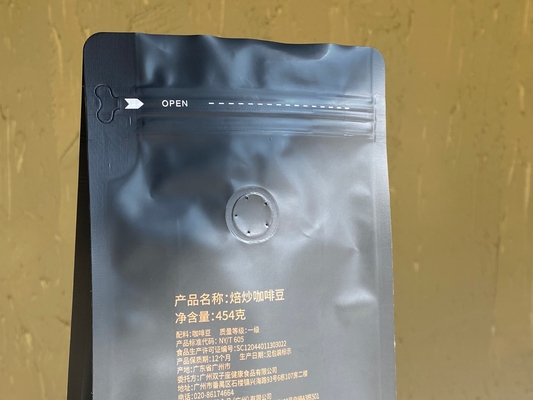 Disesuaikan Cetak Zipper Stand Up Bag 250g 500g Tas Kopi Dengan Katup Plastik Kemasan Aluminium Foil Bag