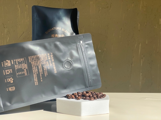 Disesuaikan Cetak Zipper Stand Up Bag 250g 500g Tas Kopi Dengan Katup Plastik Kemasan Aluminium Foil Bag