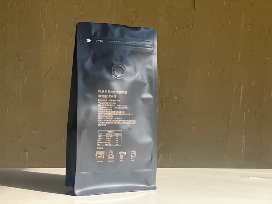 Disesuaikan Cetak Zipper Stand Up Bag 250g 500g Tas Kopi Dengan Katup Plastik Kemasan Aluminium Foil Bag