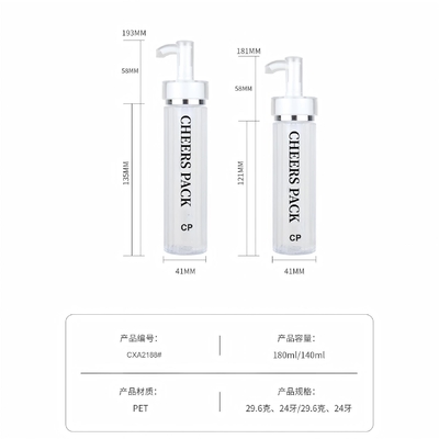 140ml PET Botol Kosmetik Untuk Lotion, Minyak Esensial Dengan Pompa Grosir Botol Kosmetik PET