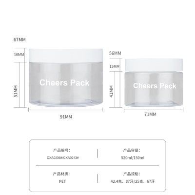 Grosir Perawatan Kulit Kosong Body Scrub PET Jar Container bening Bulat Plastik Body Scrub Jar dengan Tutup