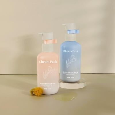 250ml Flip Top Cap HDPE Plastic Shampoo Babycare Pink Bottle Lotion Pump Untuk Kemasan Kosmetik
