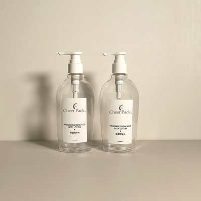 Luxury PET Plastik 300ml Pompa Botol Putih Transparan Hitam untuk Shampoo Conditioner Lotion Facial Cleanser Kemasan