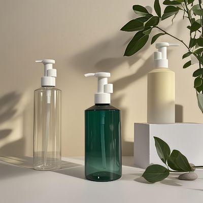Botol Pompa Losion Berbentuk Silinder PET 300ml-500ml untuk Pengemasan Kosmetik dengan Cetakan Logo yang Dapat Disesuaikan