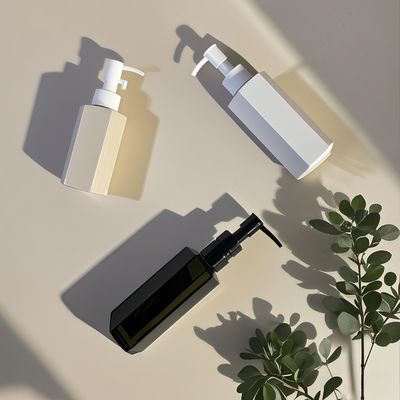 Botol Plastik PET Tubuh lurus Hexagonal dengan Penutup Pompa Pencet untuk Lotion Kosmetik atau Shampoo dalam 120ml 150ml 200ml Kapasitas