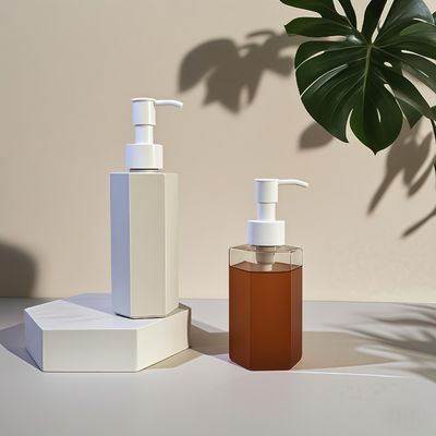 Botol Plastik PET Tubuh lurus Hexagonal dengan Penutup Pompa Pencet untuk Lotion Kosmetik atau Shampoo dalam 120ml 150ml 200ml Kapasitas