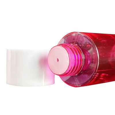 Custom Supply Red Clear PET Plastic Lotion Bottle dengan Press Disc Cap dan Kapasitas 300/400/500ml