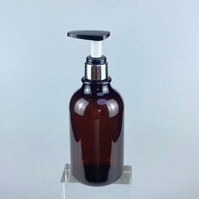 500ml Semi-Transparent Brown PET Plastic Bottle Press Pump untuk Cream Shower Gel Hair Care Screw Cap untuk Kemasan Kosmetik