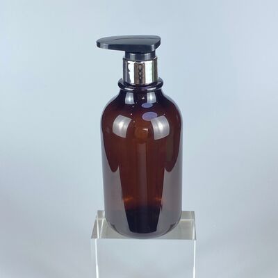 500ml Semi-Transparent Brown PET Plastic Bottle Press Pump untuk Cream Shower Gel Hair Care Screw Cap untuk Kemasan Kosmetik