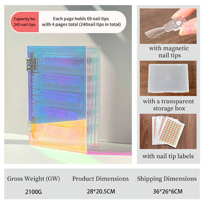 Papan Tampilan Seni Kuku Magnetik Akrilik yang Dapat Dipisahkan Warna Gradien 120/180/240 Nuansa untuk Alat Plastik Gel Kuku Pasokan Kuku