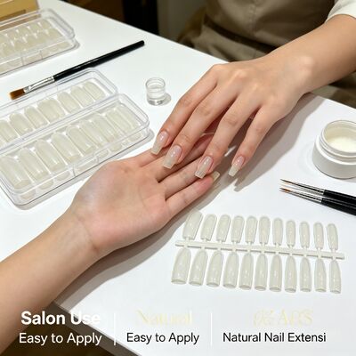 Natural ABS Almond Shape Full Cover Fake Nails Clear Finger Nail Tips untuk Nail Art Salon Penggunaan dan Supply Bulk