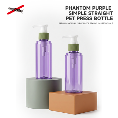 Botol Pompa PET Ungu Transparan Botol Dispenser Lotion Kosong Wadah Kemasan Kosmetik Warna Kustom untuk Sabun Mandi Sampo