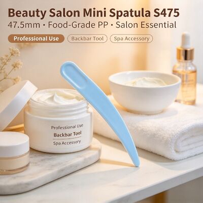 S475 47.5mm Food-Grade PP Cosmetic Spatula. Putih In-Stock Grosir. Untuk ekstraksi & menerapkan krim wajah, sempurna untuk salon kecantikan & aksesoris toples kosmetik. grosir tersedia.