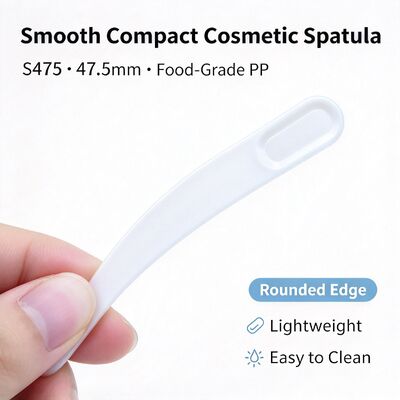 S475 47.5mm Food-Grade PP Cosmetic Spatula. Putih In-Stock Grosir. Untuk ekstraksi & menerapkan krim wajah, sempurna untuk salon kecantikan & aksesoris toples kosmetik. grosir tersedia.