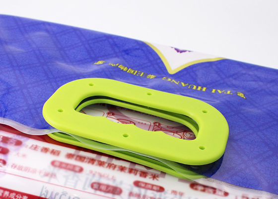 Solid Carry Weight Plastic Bag Menangani Jenis Gesper Dengan 6 Lubang Diikat Pada Kantong Beras